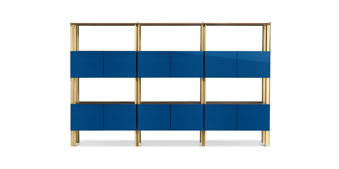 Moka Sable Wood + Blue Pol. Lacq. Shelves + SB