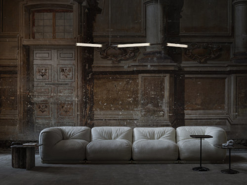 Leisure Sofa + Ypsilon Suspension Lamp + Cards Side Table + Arnold Squared Side Tables
