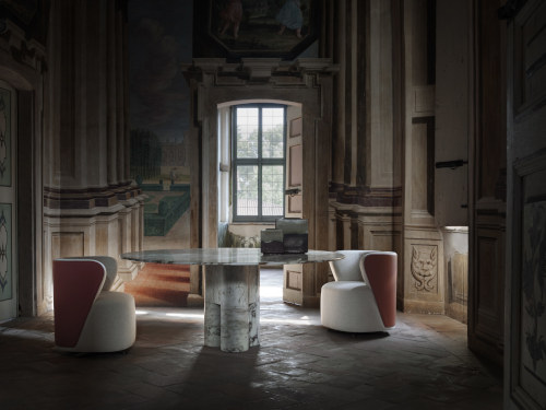 Tria Round Dining Table + Spritz Lounge Chair